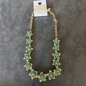 NWT Coldwater Creek Primrose Tiered Necklace Gold Floral Enamel